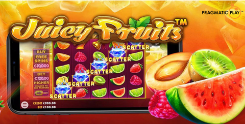 【Juicy Fruits】ボーナス購入機能有り◎成長する巨大ワイルド絵柄で5,000倍！遊び方