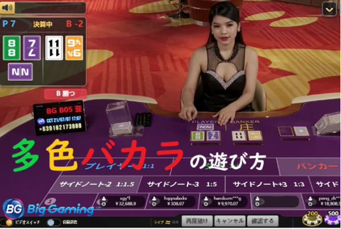 【多色バカラ】＋9から－33までの合計点で競う！マイナスの方が強い♦カラフルな新カード